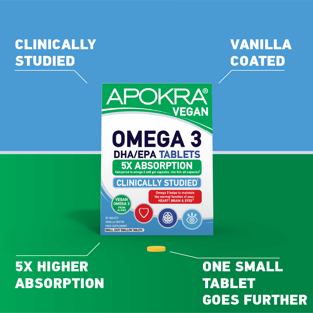 Vegan Omega 3 Tablets with 5x Absorption – 30 Tablets | APOKRA