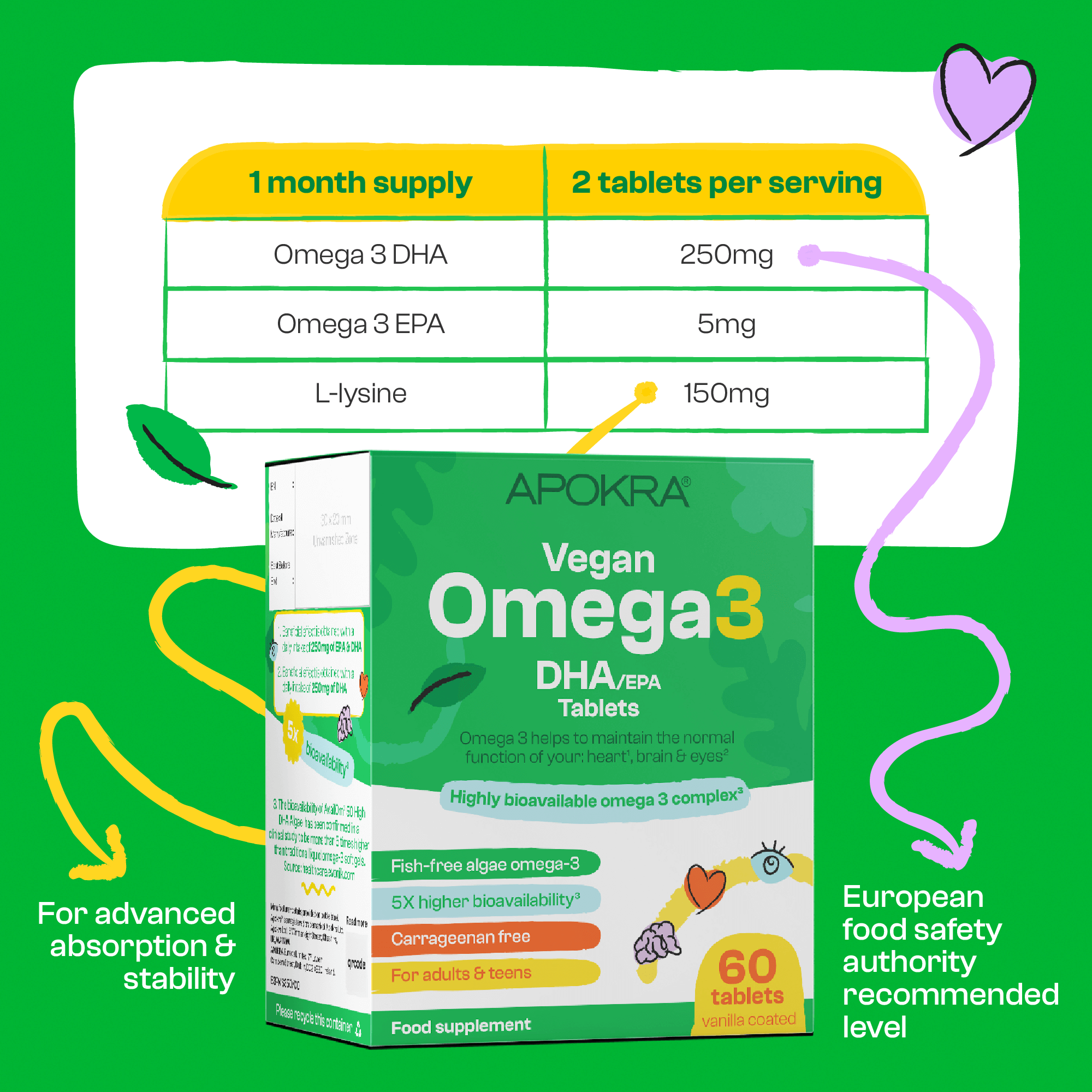 Vegan Algae Omega 3 DHA Tablets - (60 tablets)